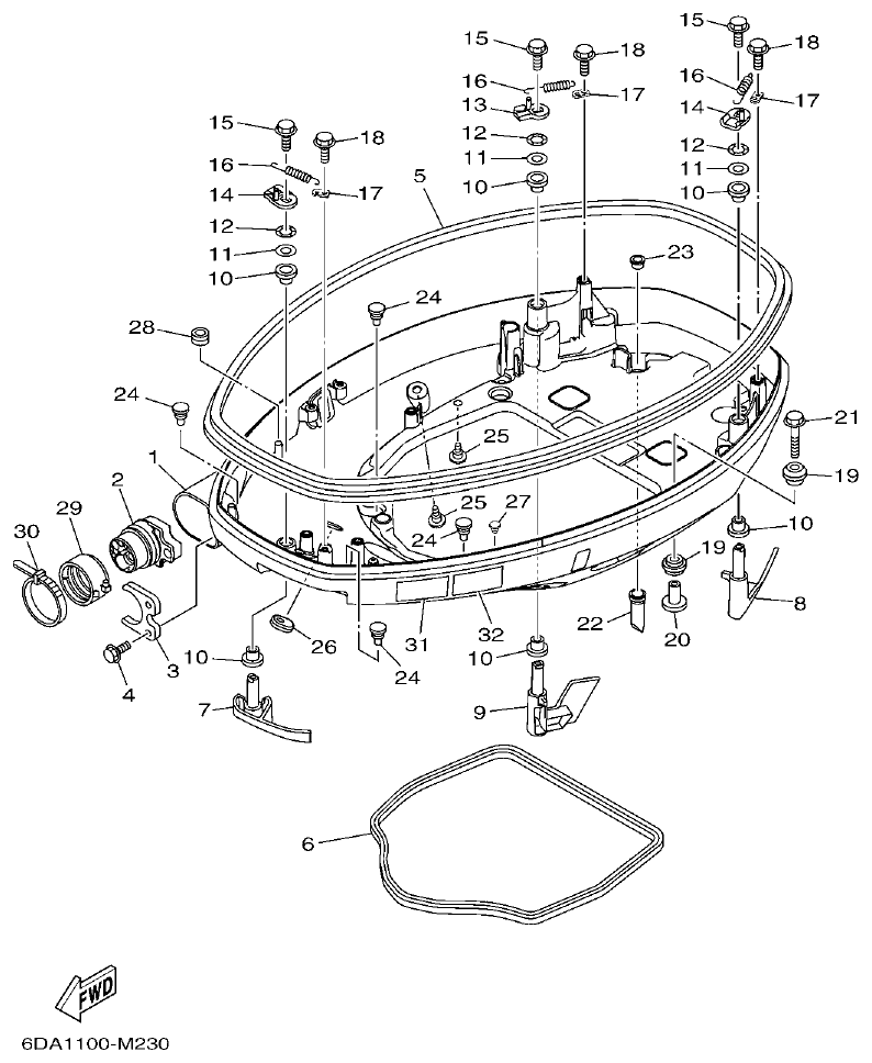 Yamaha 20 BOTTOM COWLING 1 parts diagram